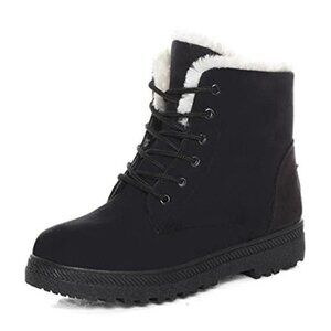 womens winter snow boots fur lined lace up ankle boots warm non slip platform